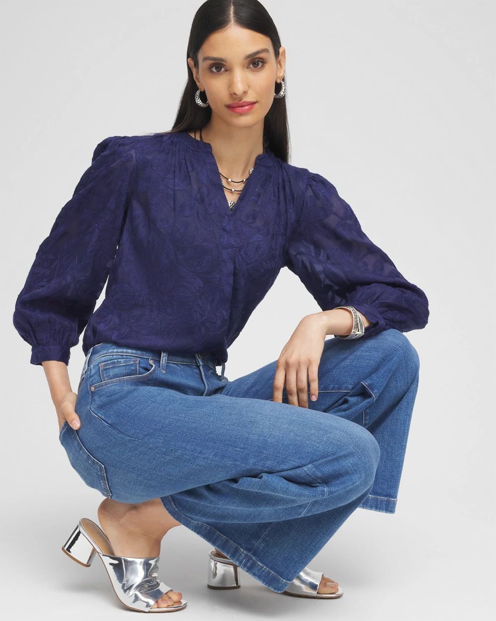 Chiffon Embroidered Shirt | Chico's Chiffon Embroidered Shirt | Chico's